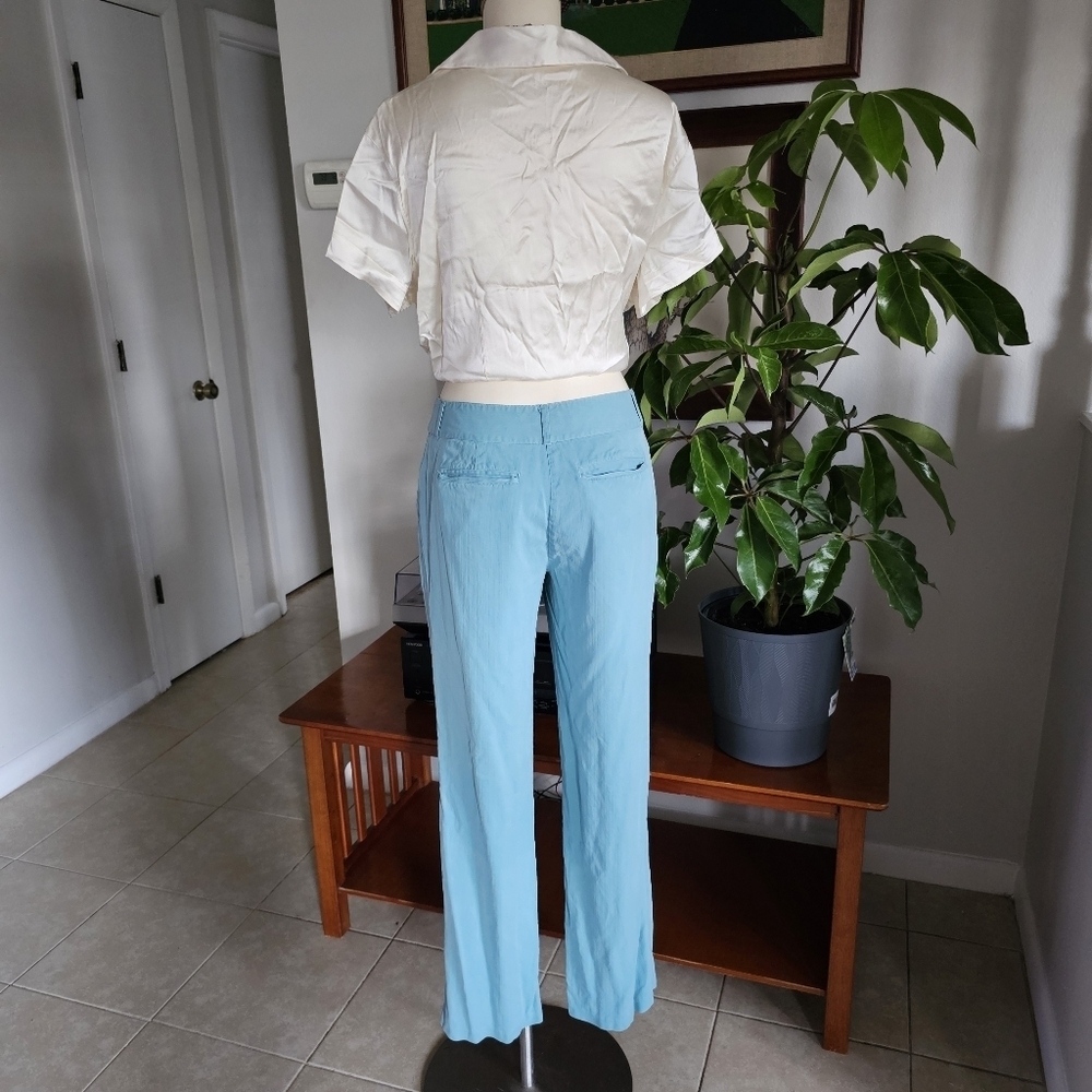 Tommy Bahama vintage silk blue chic soft tropical straight leg pants Size 4 - Picture 6 of 8
